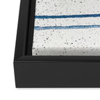 Parallel Universe [horizontal]: a pretty, minimal, abstract piece in lines of vibrant blue and white Framed Canvas Print Gallery Image 3
