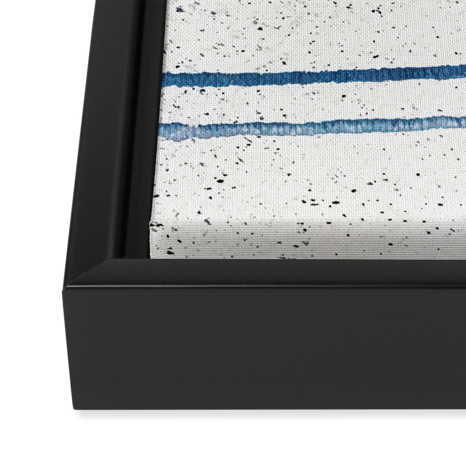 Parallel Universe [horizontal]: a pretty, minimal, abstract piece in lines of vibrant blue and white Framed Canvas Print Gallery Image 3