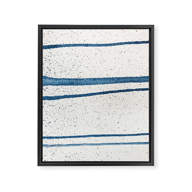 Parallel Universe [horizontal]: a pretty, minimal, abstract piece in lines of vibrant blue and white Framed Canvas Print Gallery Image 6