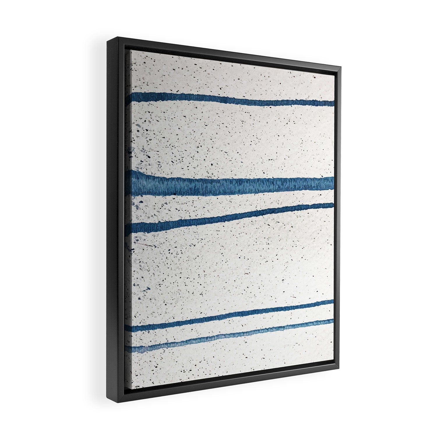 Parallel Universe [horizontal]: a pretty, minimal, abstract piece in lines of vibrant blue and white Framed Canvas Print Gallery Image 2