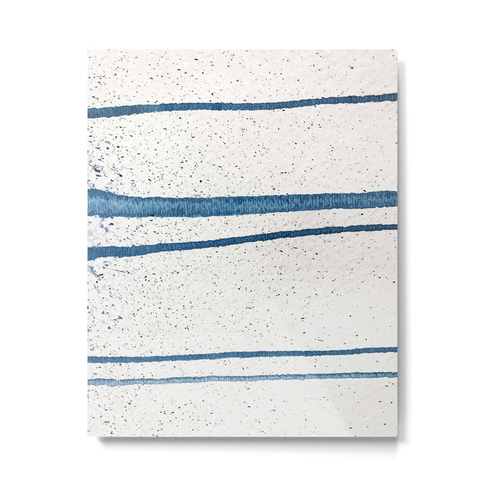 Parallel Universe [horizontal]: a pretty, minimal, abstract piece in lines of vibrant blue and white Metal Print Gallery Image 1