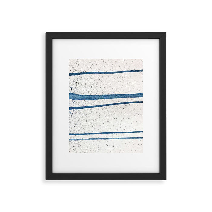 Parallel Universe [horizontal]: a pretty, minimal, abstract piece in lines of vibrant blue and white Framed Art Print Gallery Image 1