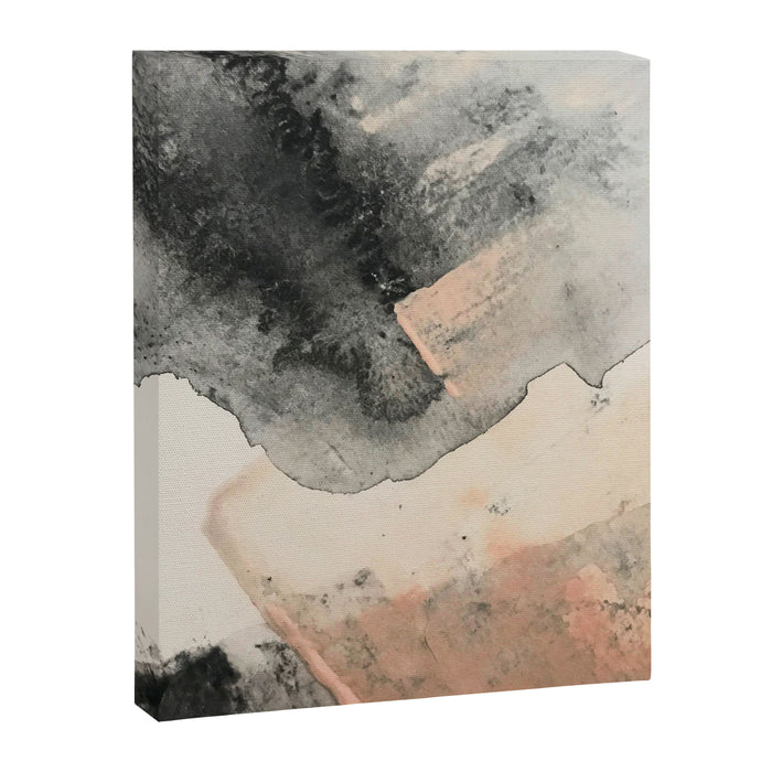 Peace and Quiet [2]: a pretty, minimal abstract piece in gray and peach by Alyssa Hamilton Art Canvas Print Gallery Image 1