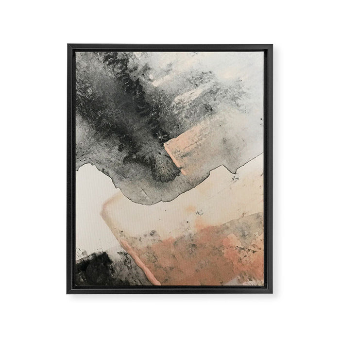 Peace and Quiet [2]: a pretty, minimal abstract piece in gray and peach by Alyssa Hamilton Art Framed Canvas Print Gallery Image 1