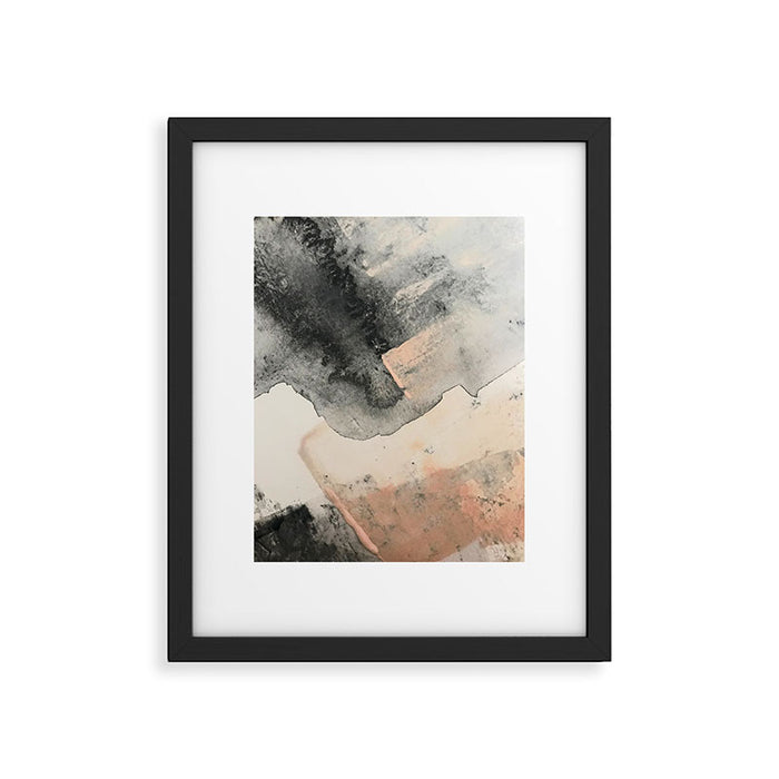 Peace and Quiet [2]: a pretty, minimal abstract piece in gray and peach by Alyssa Hamilton Art Framed Art Print Gallery Image 1