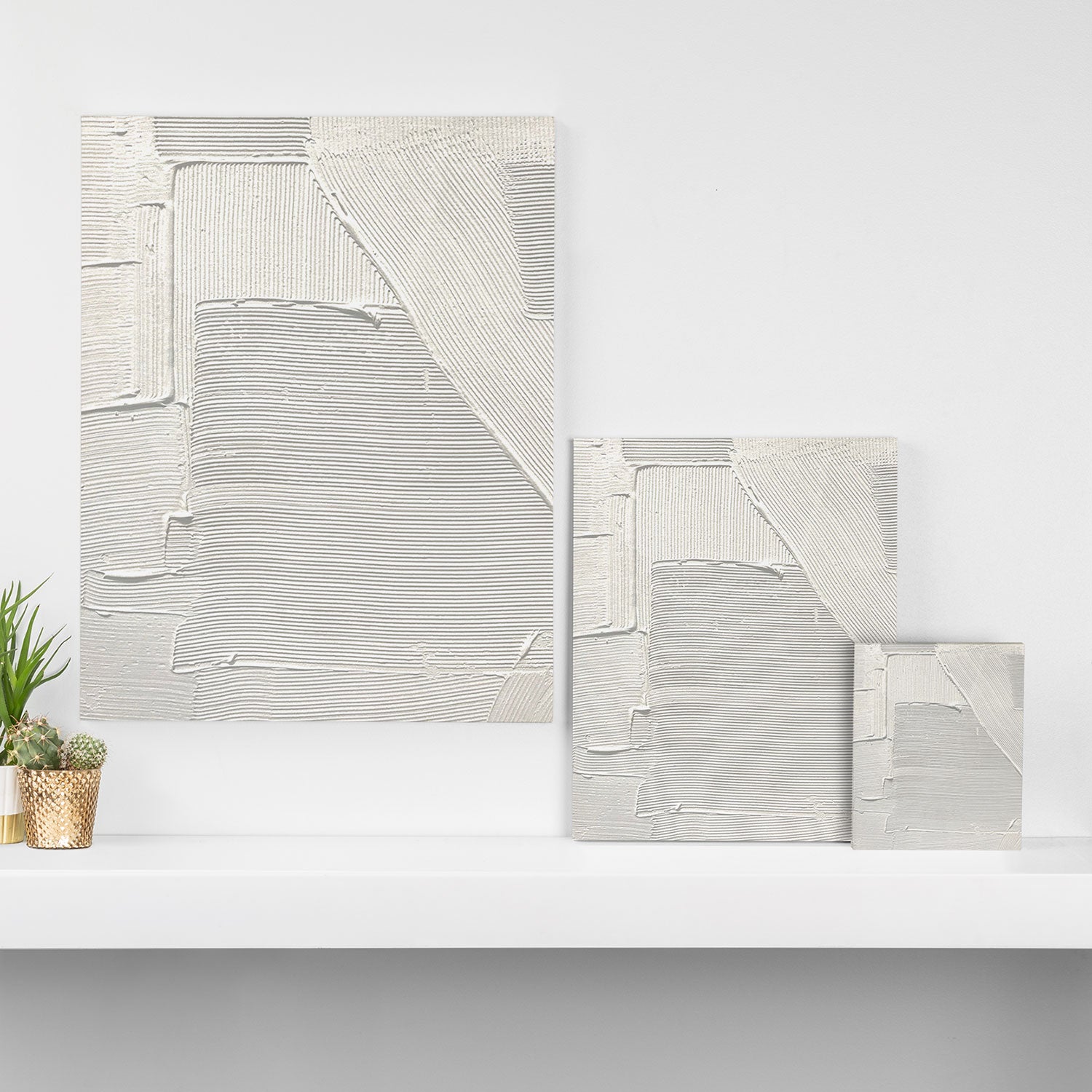 Relief [2]: an abstract, textured piece in white by Alyssa Hamilton Art Canvas Print Gallery Image 3