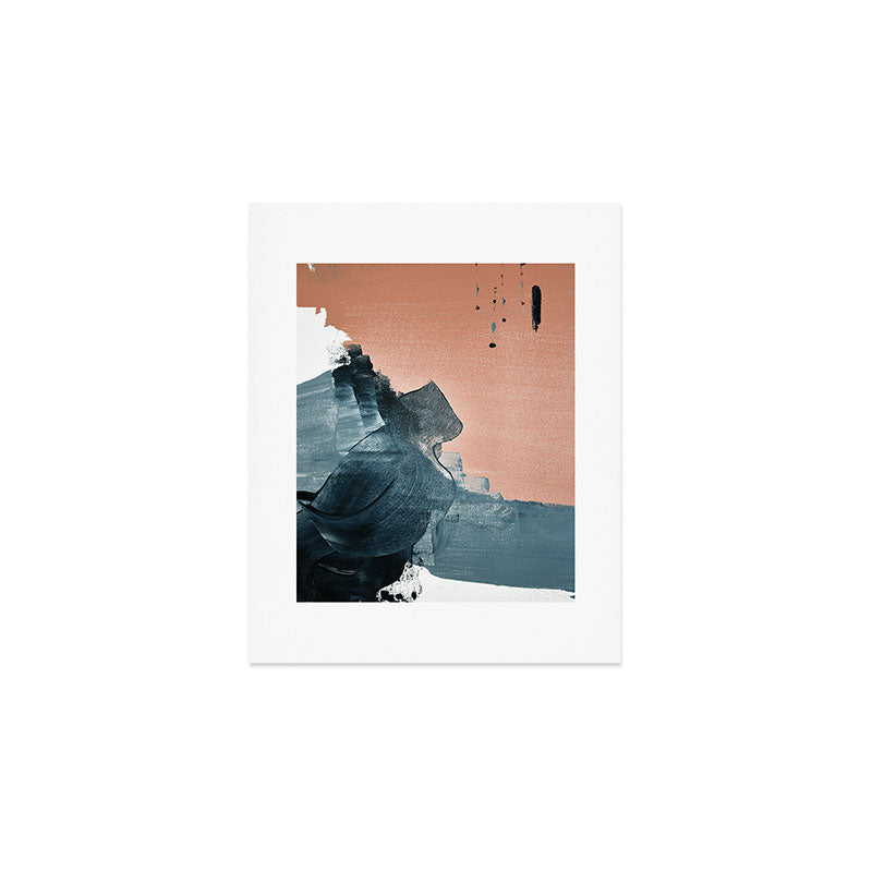 Renew: a minimal abstract piece in coral and blue by Alyssa Hamilton Art Art Print Gallery Image 1