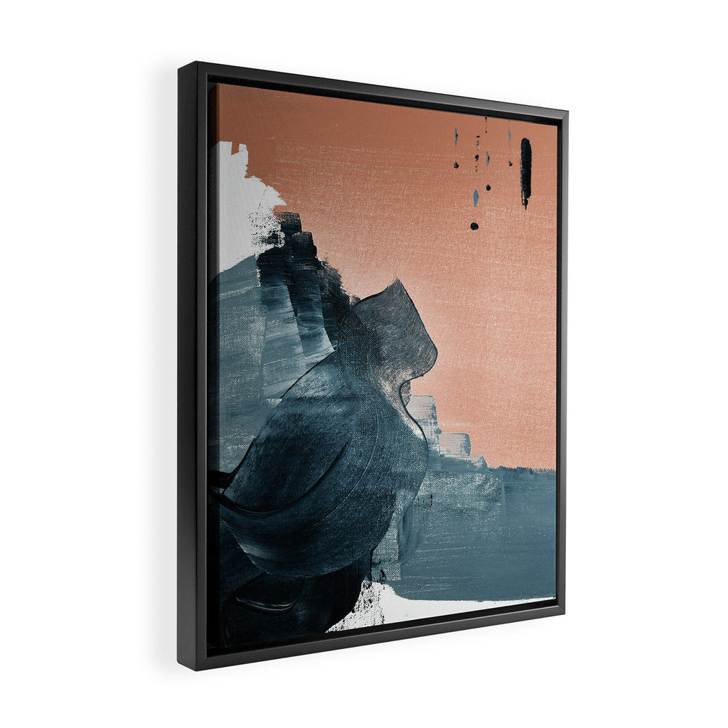 Renew: a minimal abstract piece in coral and blue by Alyssa Hamilton Art Framed Canvas Print Gallery Image 2