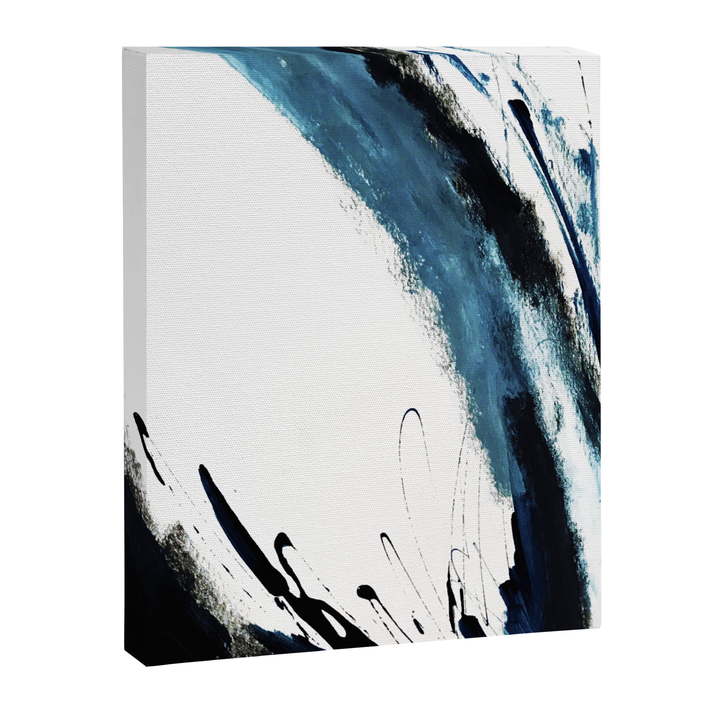 Reykjavik: a pretty and minimal mixed media piece in black, white, and blue Canvas Print Gallery Image 6
