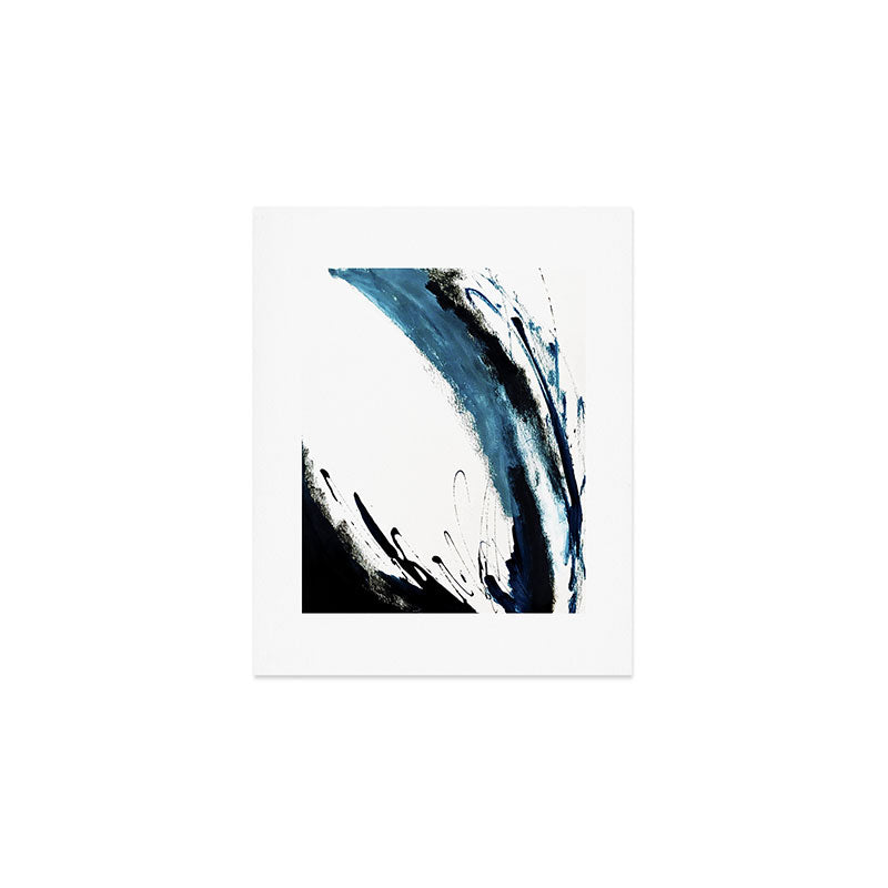 Reykjavik: a pretty and minimal mixed media piece in black, white, and blue Art Print Gallery Image 1