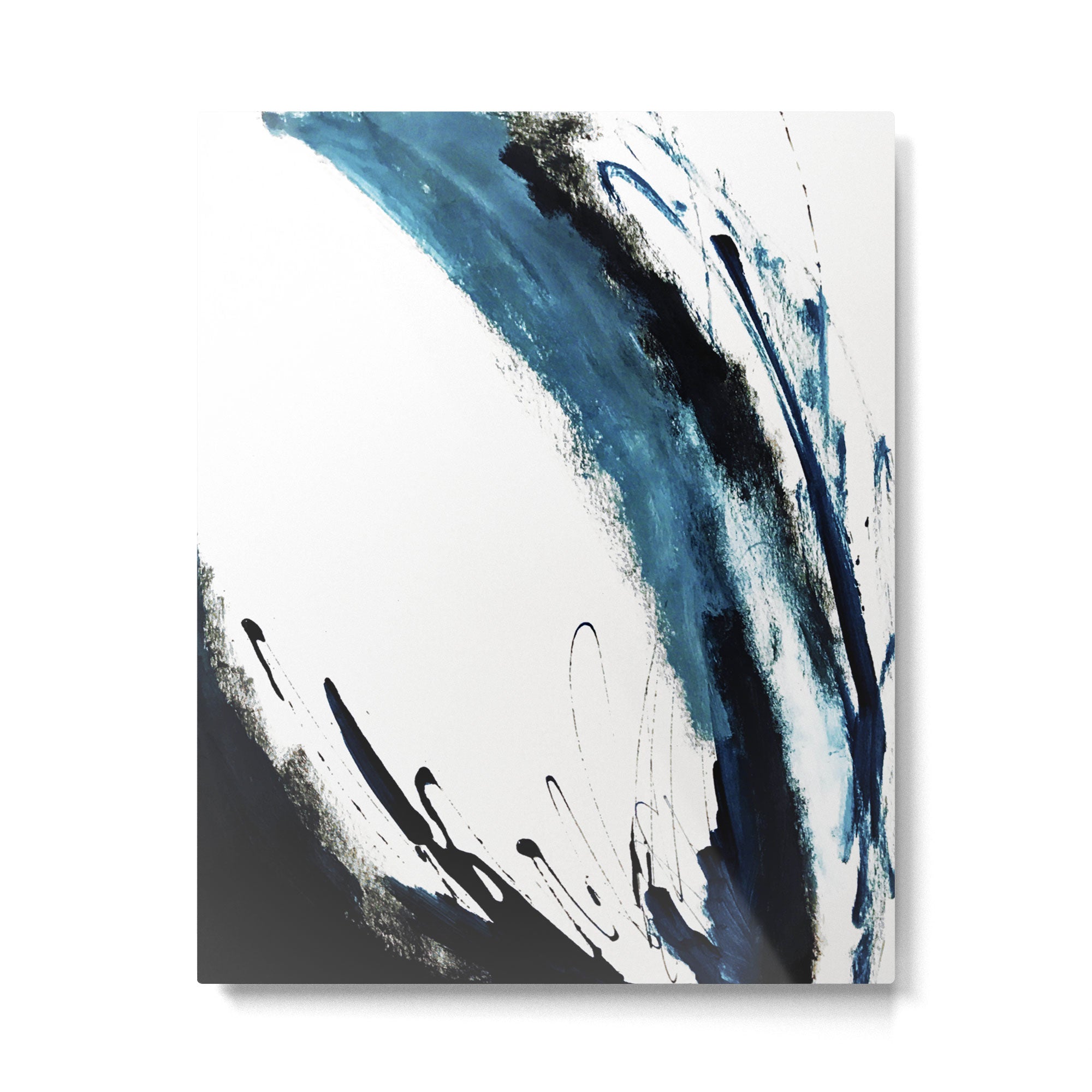 Reykjavik: a pretty and minimal mixed media piece in black, white, and blue Metal Print Gallery Image 4