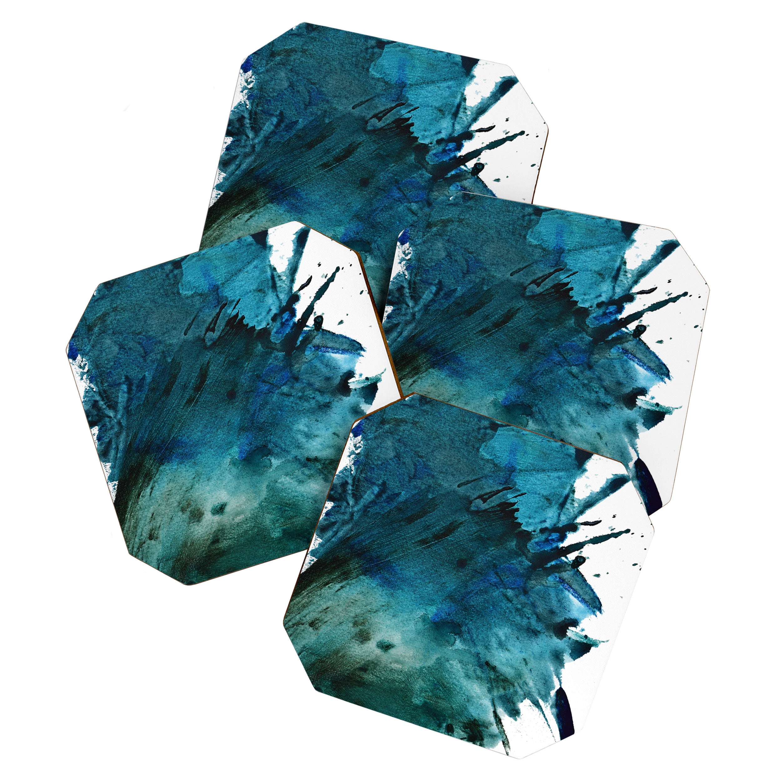 Scenic Route [2]: a pretty, minimal abstract piece in blue and green by Alyssa Hamilton Art Coaster Gallery Image 1