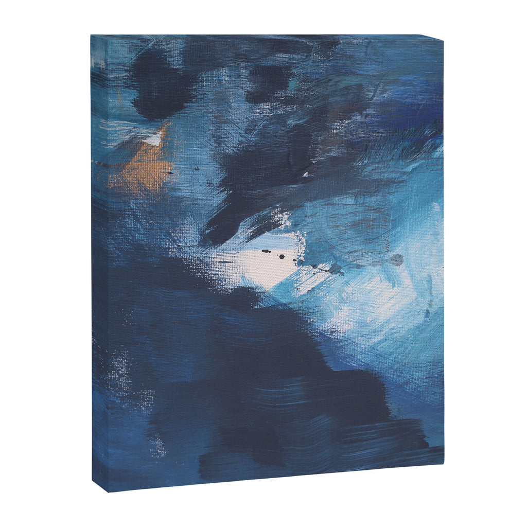 Ships in the Night: a vibrant abstract mixed-media piece in blues and golds by Alyssa Hamilton Art Canvas Print Gallery Image 6