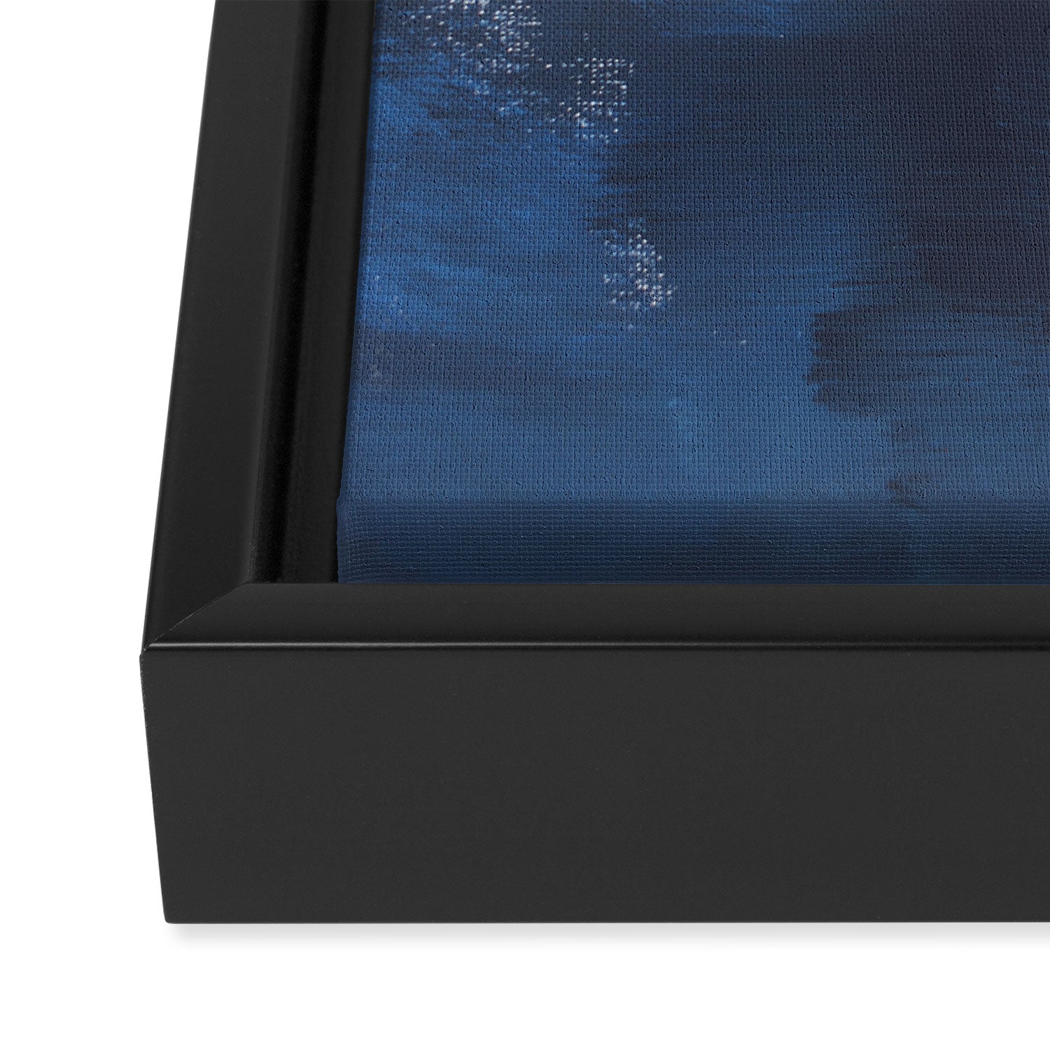 Ships in the Night: a vibrant abstract mixed-media piece in blues and golds by Alyssa Hamilton Art Framed Canvas Print Gallery Image 3