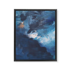 Ships in the Night: a vibrant abstract mixed-media piece in blues and golds by Alyssa Hamilton Art Framed Canvas Print Gallery Image 6