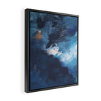 Ships in the Night: a vibrant abstract mixed-media piece in blues and golds by Alyssa Hamilton Art Framed Canvas Print Gallery Image 2