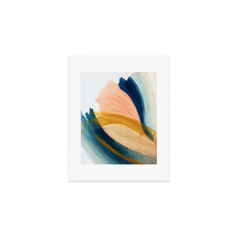 Slow as the Mississippi - Acrylic abstract with pink, blue, and brown Art Print Gallery Image 1
