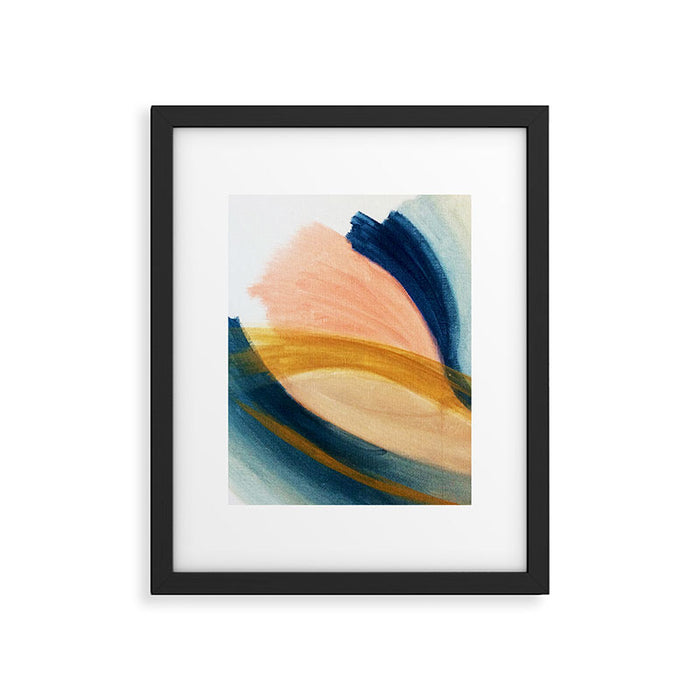 Slow as the Mississippi - Acrylic abstract with pink, blue, and brown Framed Art Print Gallery Image 1