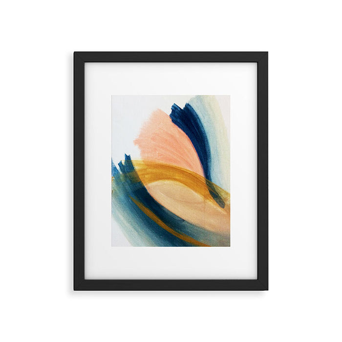 Slow as the Mississippi - Acrylic abstract with pink, blue, and brown Framed Art Print Gallery Image 1