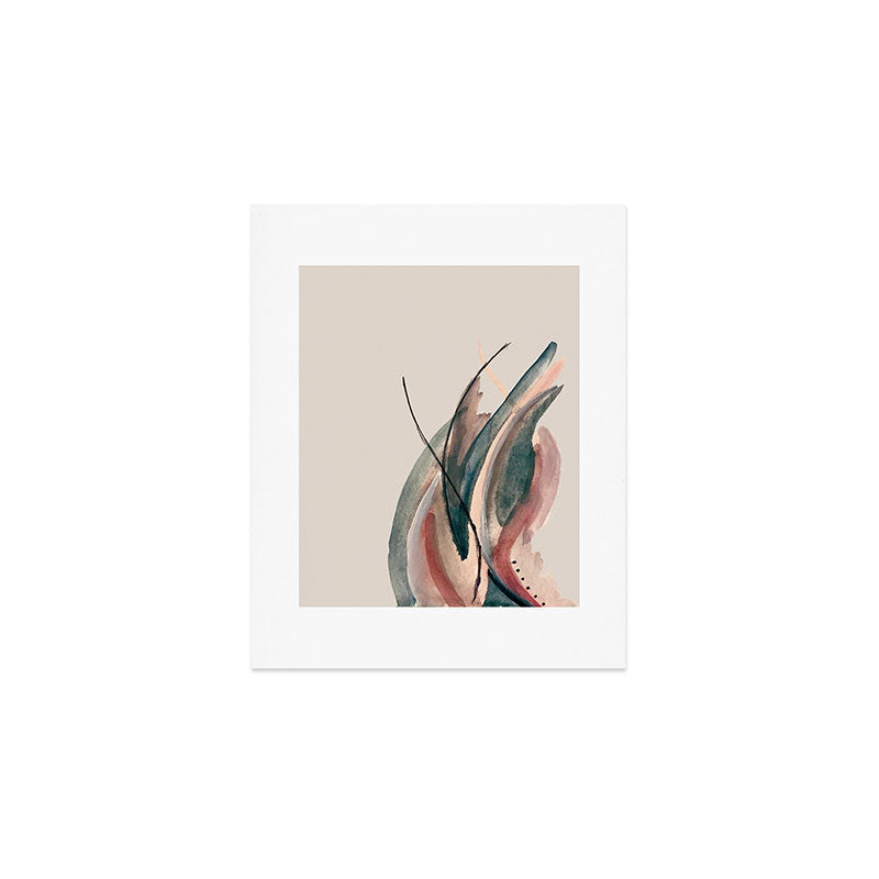 Slow Burn: a pretty, minimal, abstract mixed media piece using watercolor and ink Art Print Gallery Image 1