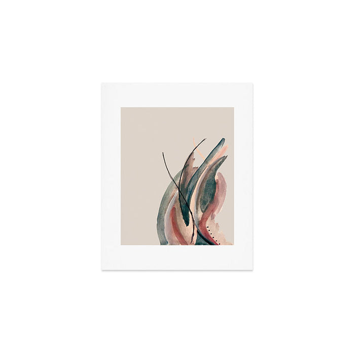 Slow Burn: a pretty, minimal, abstract mixed media piece using watercolor and ink Art Print Gallery Image 1