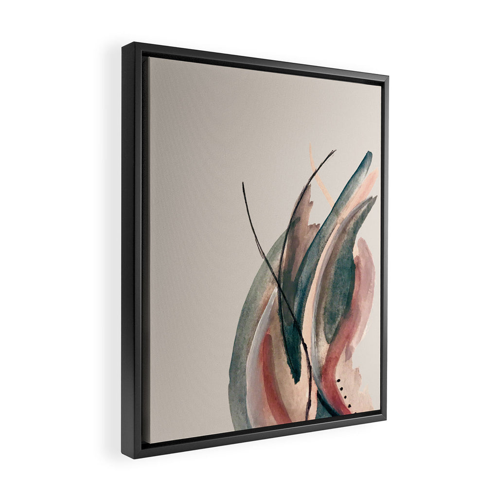 Slow Burn: a pretty, minimal, abstract mixed media piece using watercolor and ink Framed Canvas Print Gallery Image 2