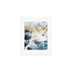 Sunset [1]: a bright, colorful abstract piece in blue, gold, and white by Alyssa Hamilton Art Art Print Gallery Image 1