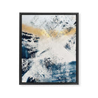 Sunset [1]: a bright, colorful abstract piece in blue, gold, and white by Alyssa Hamilton Art Framed Canvas Print Gallery Image 6