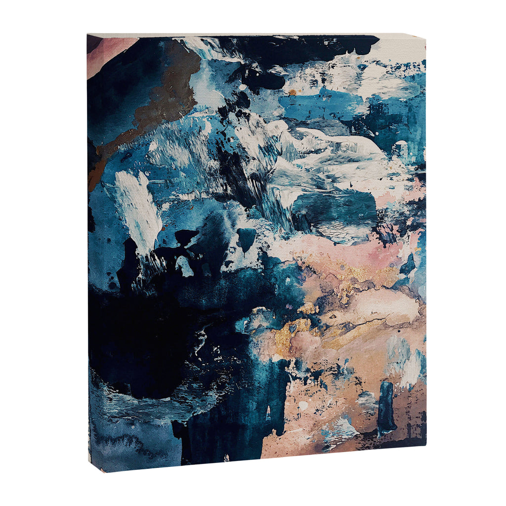 Sweetly: a bohemian, abstract work on paper in blue, pink, white, and gold Canvas Print Gallery Image 6