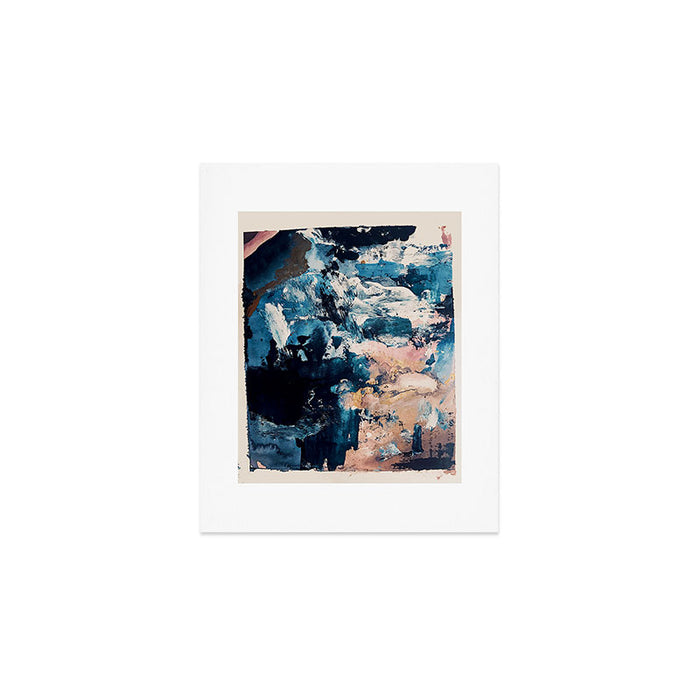 Sweetly: a bohemian, abstract work on paper in blue, pink, white, and gold Art Print Gallery Image 1