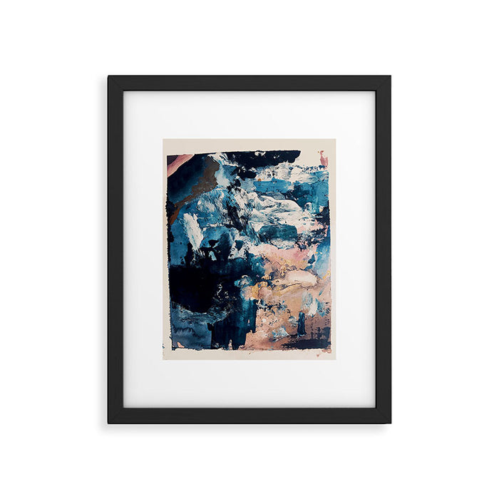 Sweetly: a bohemian, abstract work on paper in blue, pink, white, and gold Framed Art Print Gallery Image 1