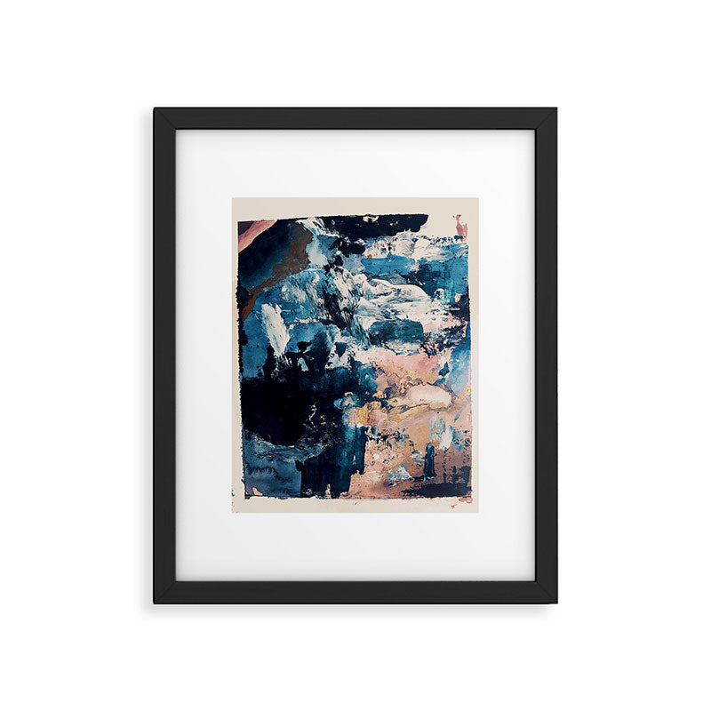 Sweetly: a bohemian, abstract work on paper in blue, pink, white, and gold Framed Art Print Gallery Image 5