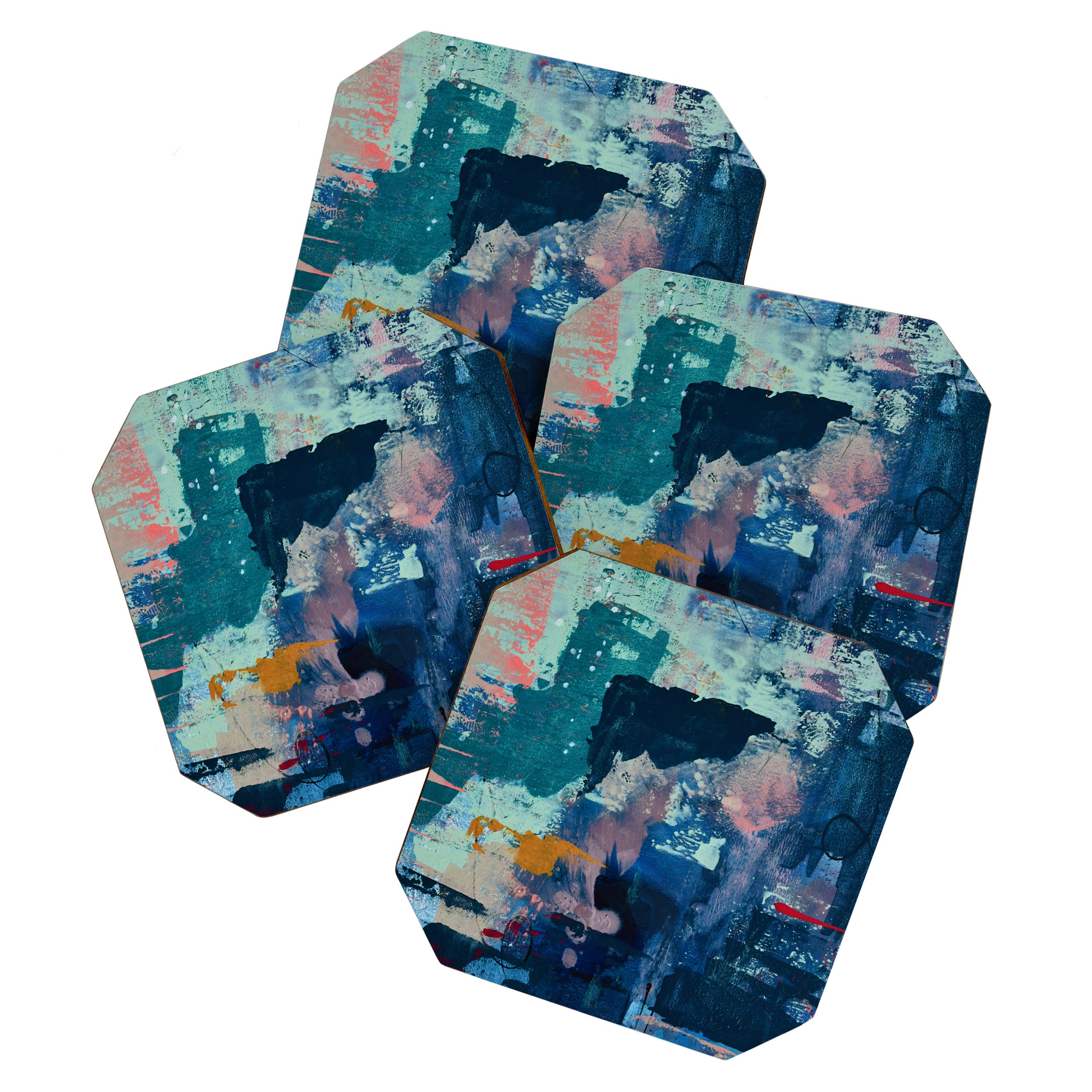 The Peace of Wild Things: a vibrant abstract piece in a variety of colors by Alyssa Hamilton Art Coaster Gallery Image 1