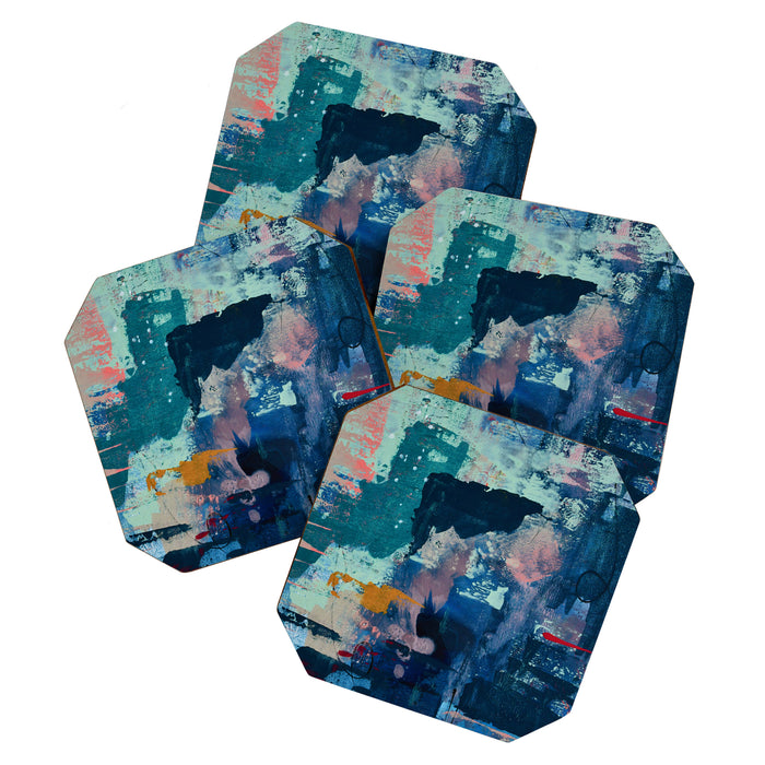 The Peace of Wild Things: a vibrant abstract piece in a variety of colors by Alyssa Hamilton Art Coaster Gallery Image 1