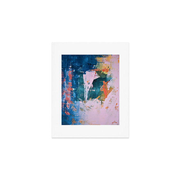 The Sword in the Stone: a vibrant abstract painting in blues pink and yellow by Alyssa Hamilton Art  Art Print Gallery Image 1