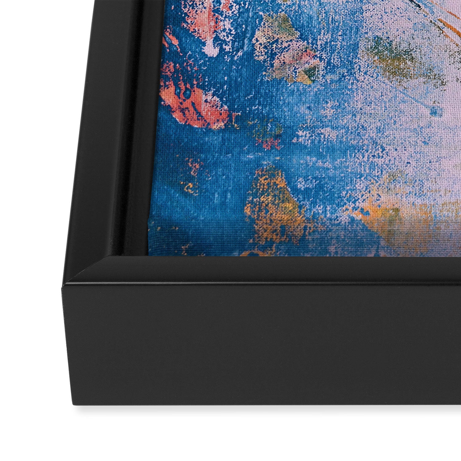 The Sword in the Stone: a vibrant abstract painting in blues pink and yellow by Alyssa Hamilton Art  Framed Canvas Print Gallery Image 3