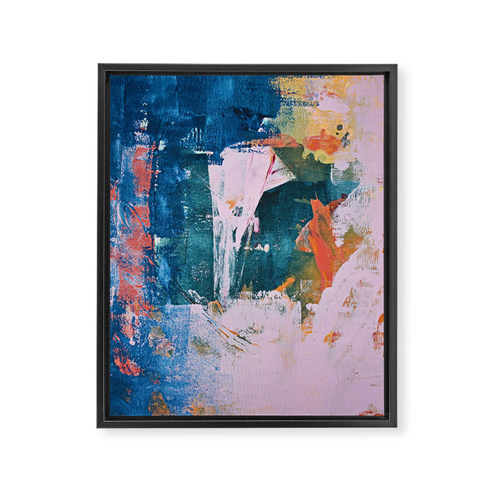 The Sword in the Stone: a vibrant abstract painting in blues pink and yellow by Alyssa Hamilton Art  Framed Canvas Print Gallery Image 1