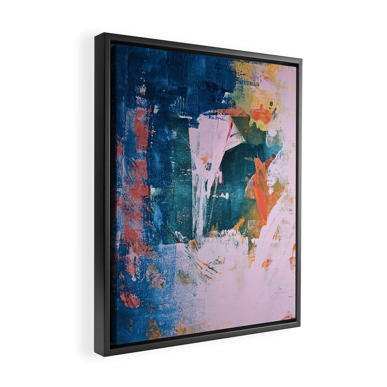 The Sword in the Stone: a vibrant abstract painting in blues pink and yellow by Alyssa Hamilton Art  Framed Canvas Print Gallery Image 2