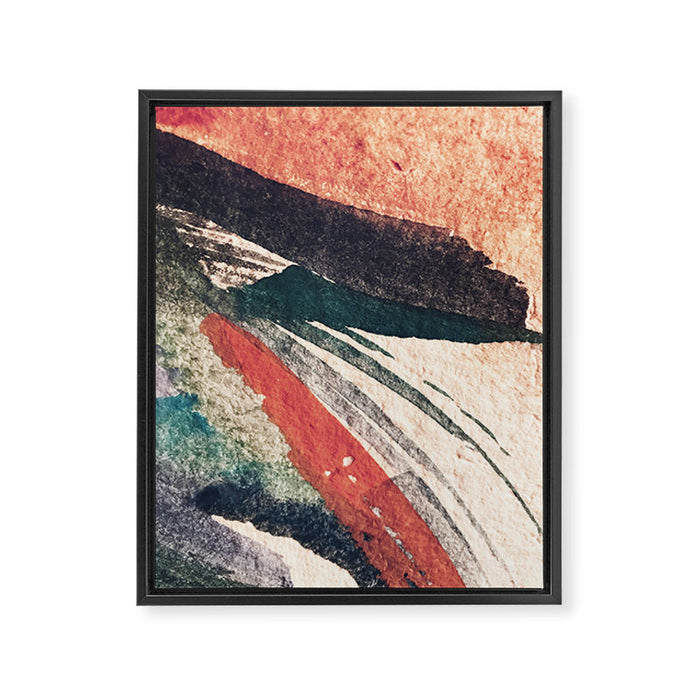 Thunder&Lightning {3}: Minimal watercolor abstract in pinks, blues, and greens Framed Canvas Print Gallery Image 1