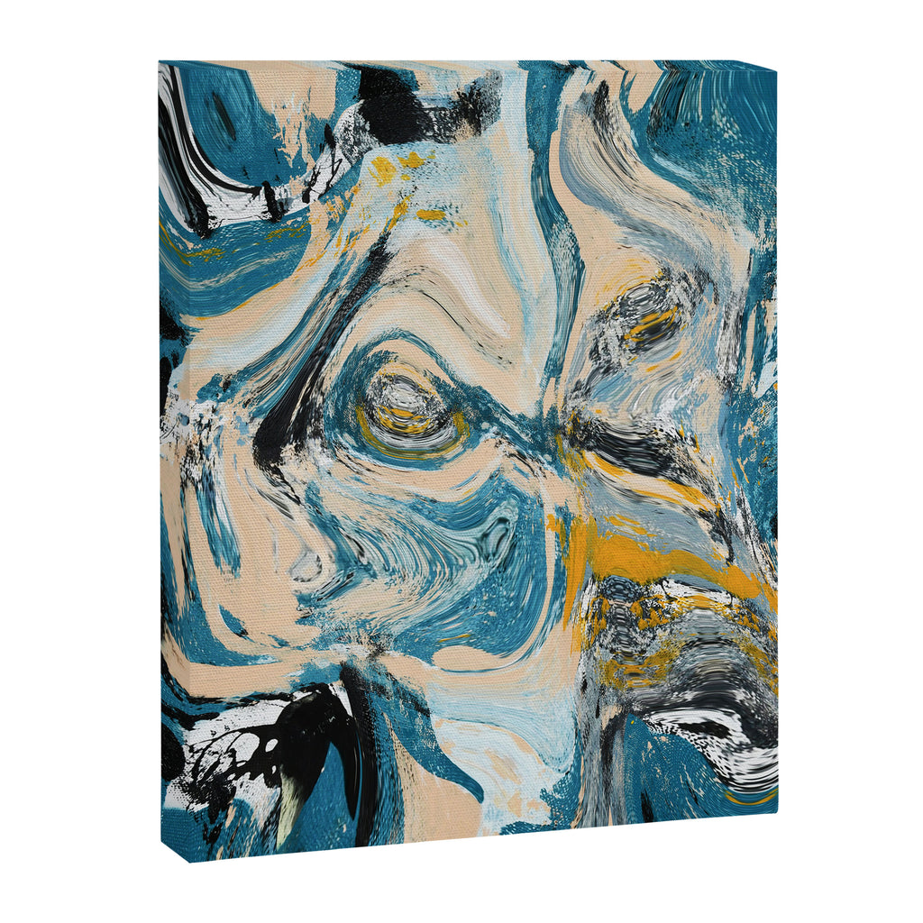 Tide Pool: a blue, yellow, and peach abstract painting by Alyssa Hamilton Art Canvas Print Gallery Image 6