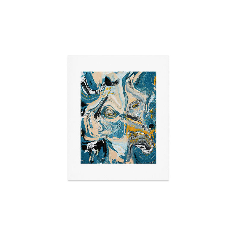 Tide Pool: a blue, yellow, and peach abstract painting by Alyssa Hamilton Art Art Print Gallery Image 1