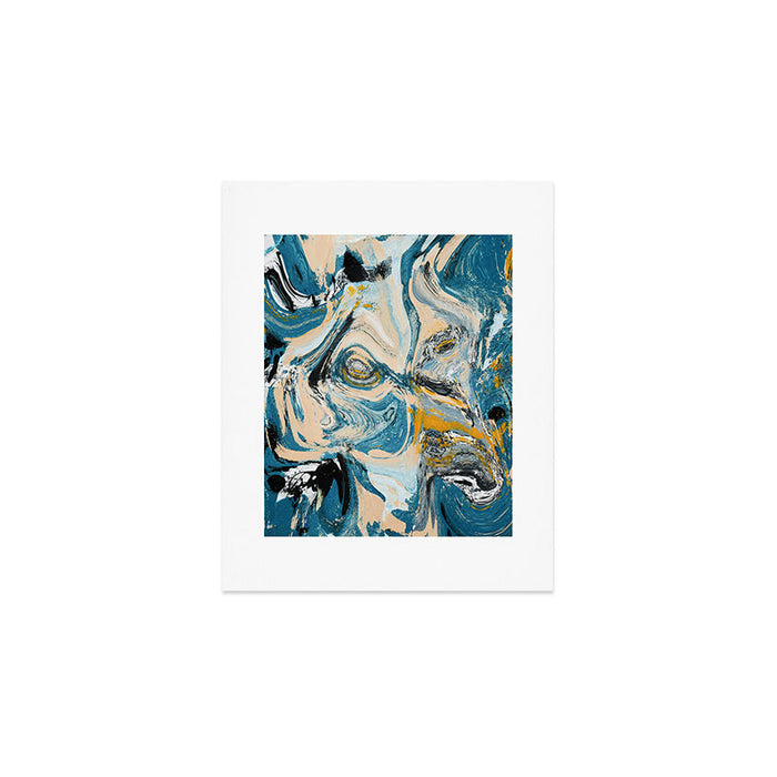 Tide Pool: a blue, yellow, and peach abstract painting by Alyssa Hamilton Art Art Print Gallery Image 1