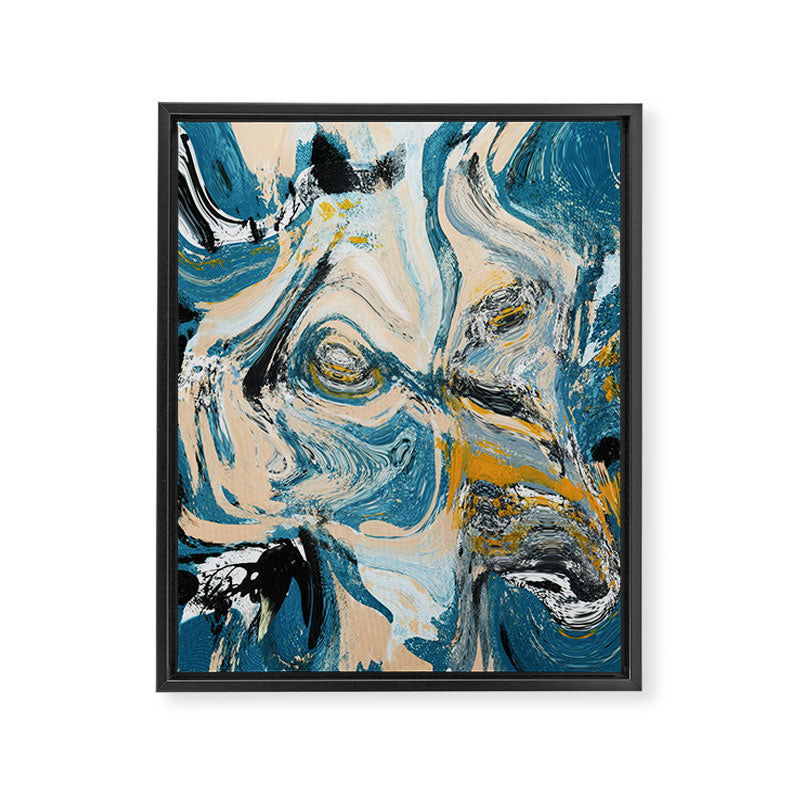 Tide Pool: a blue, yellow, and peach abstract painting by Alyssa Hamilton Art Framed Canvas Print Gallery Image 6
