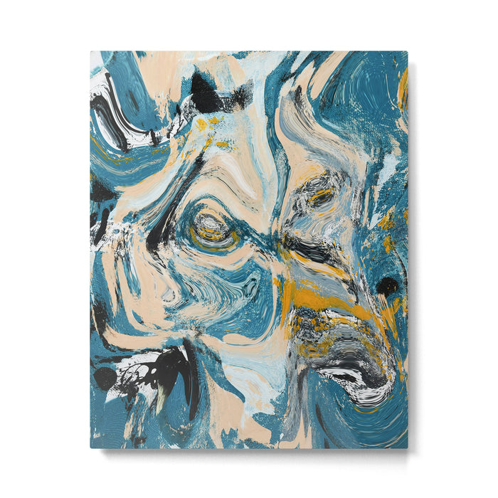 Tide Pool: a blue, yellow, and peach abstract painting by Alyssa Hamilton Art Metal Print Gallery Image 1