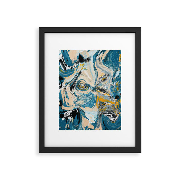 Tide Pool: a blue, yellow, and peach abstract painting by Alyssa Hamilton Art Framed Art Print Gallery Image 1