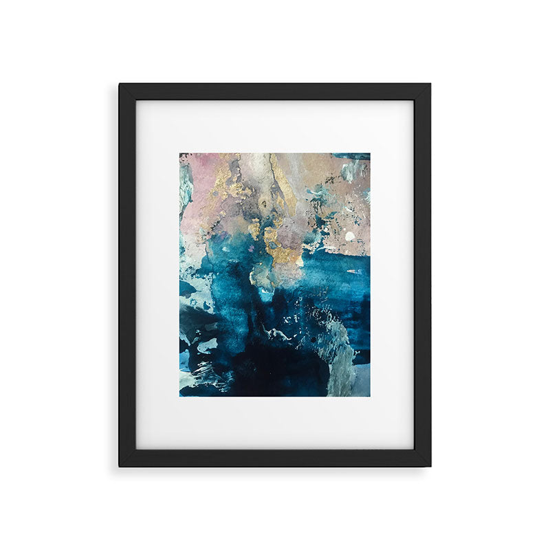 Timeless: A gorgeous, abstract mixed media piece in blue, pink, and gold by Alyssa Hamilton Art Framed Art Print Gallery Image 5