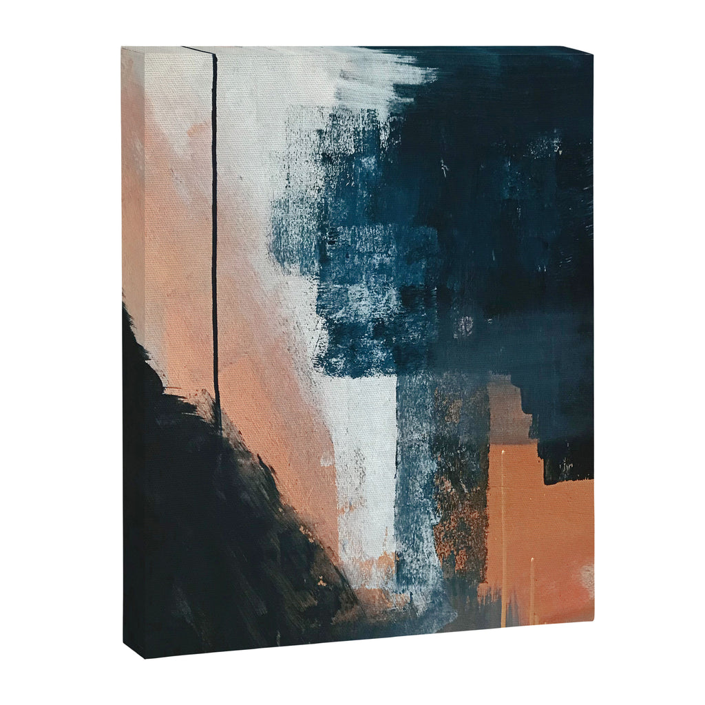 Vienna: a minimal, abstract mixed-media piece in pinks, blue, and white by Alyssa Hamilton Art Canvas Print Gallery Image 6