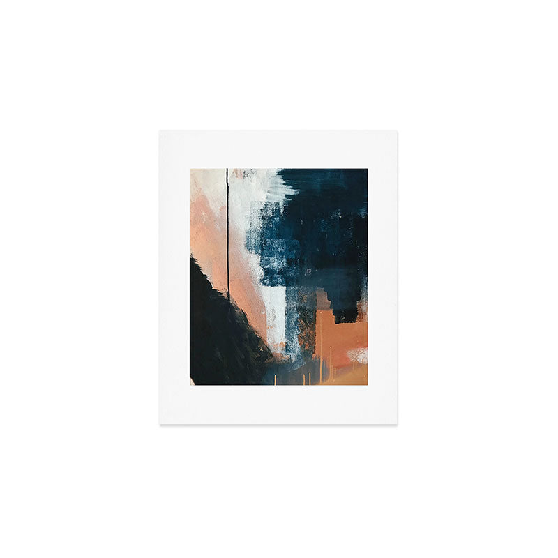 Vienna: a minimal, abstract mixed-media piece in pinks, blue, and white by Alyssa Hamilton Art Art Print Gallery Image 1