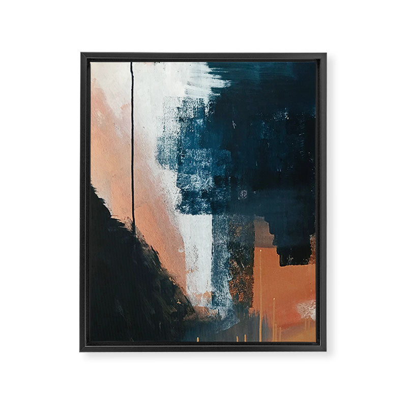 Vienna: a minimal, abstract mixed-media piece in pinks, blue, and white by Alyssa Hamilton Art Framed Canvas Print Gallery Image 6