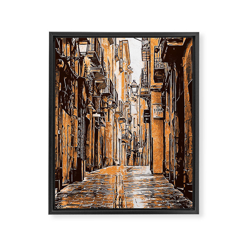 Barcelona, Gothic Quarter Framed Canvas Print Gallery Image 6